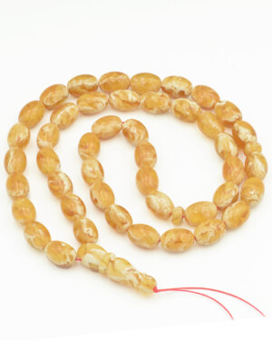 White amber misbaha olive shape