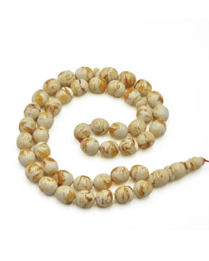 White egg shape amber rosary